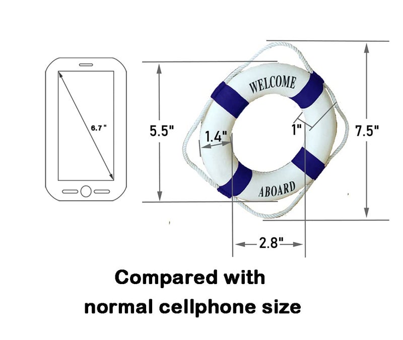 MorroMorn Lifebuoy Wall Hanging Decor - Welcome Aboard Mediterranean Style Home Decoration (Navy, 1.00" x 5.50") - Image 5